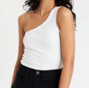 One shoulder ribbed tank top